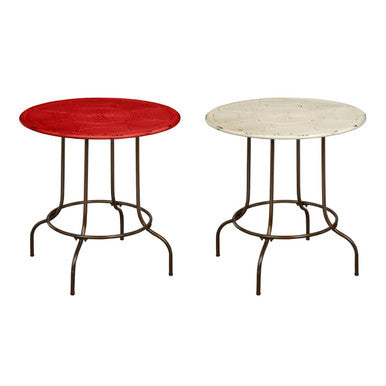 Red Metal Round Dining Table