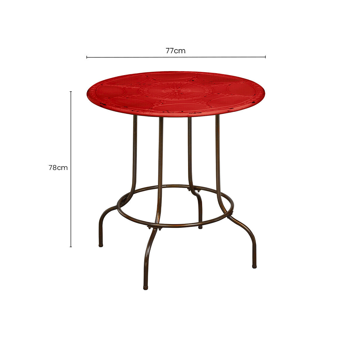 Red Metal Round Dining Table