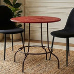 Red Metal Round Dining Table