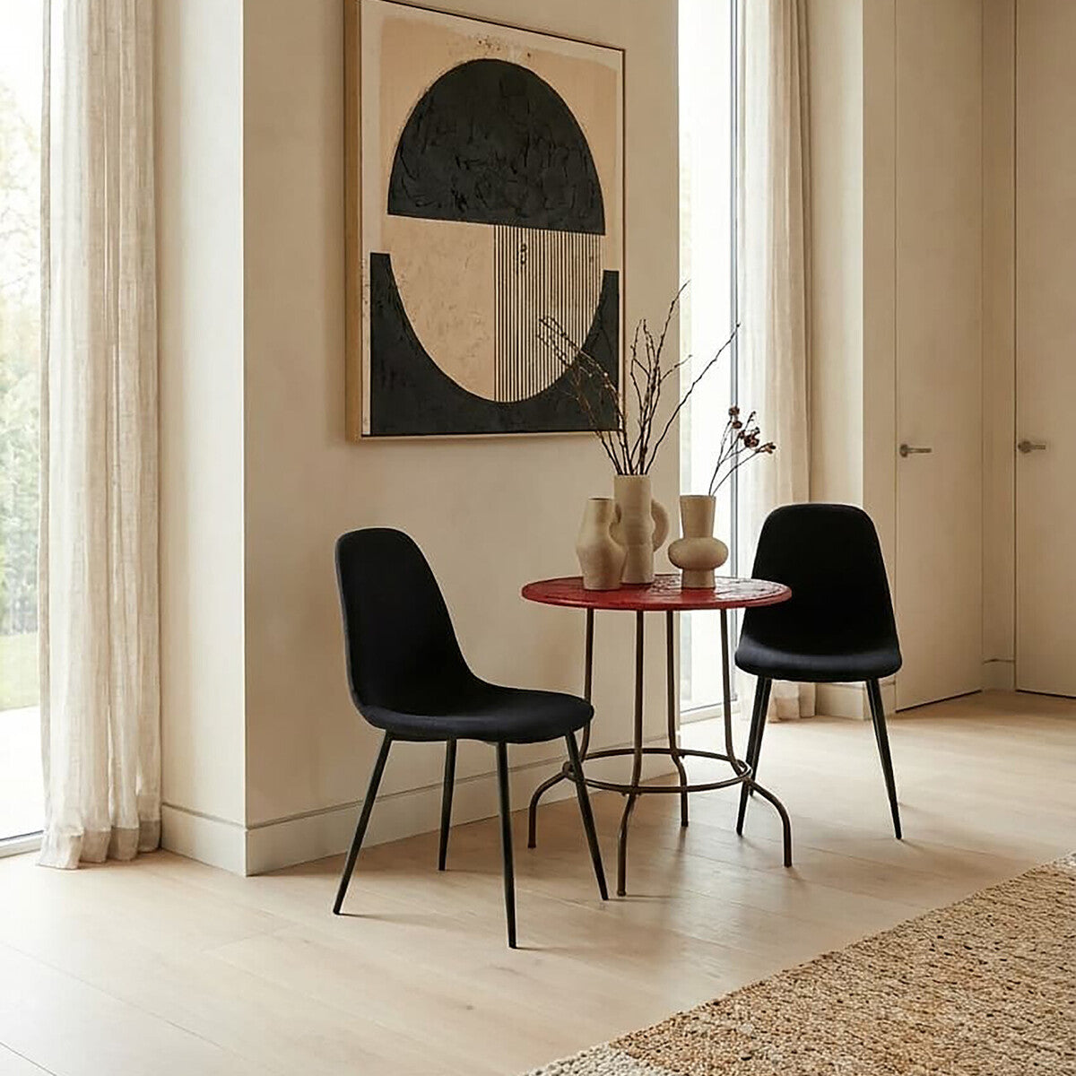 Red Metal Round Dining Table