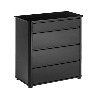 Black High Gloss Finish 4 Drawer Chest