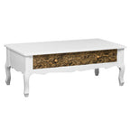 White Coffee Table with Embossed Detail