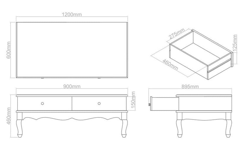 White Coffee Table with Embossed Detail
