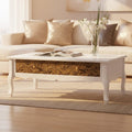 White Coffee Table with Embossed Detail