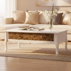 White Coffee Table with Embossed Detail