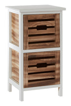 Natural and White Wooden 2 Drawer Chest