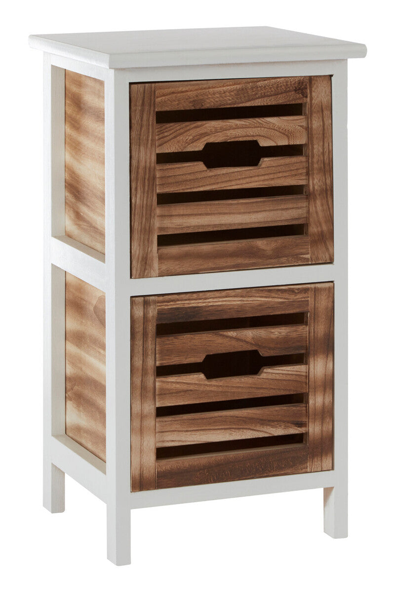 Natural and White Wooden 2 Drawer Chest