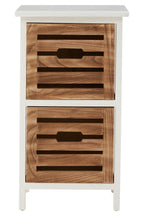 Natural and White Wooden 2 Drawer Chest