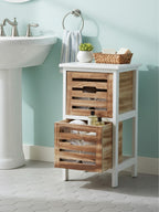 Natural and White Wooden 2 Drawer Chest