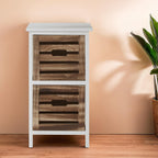 Natural and White Wooden 2 Drawer Chest