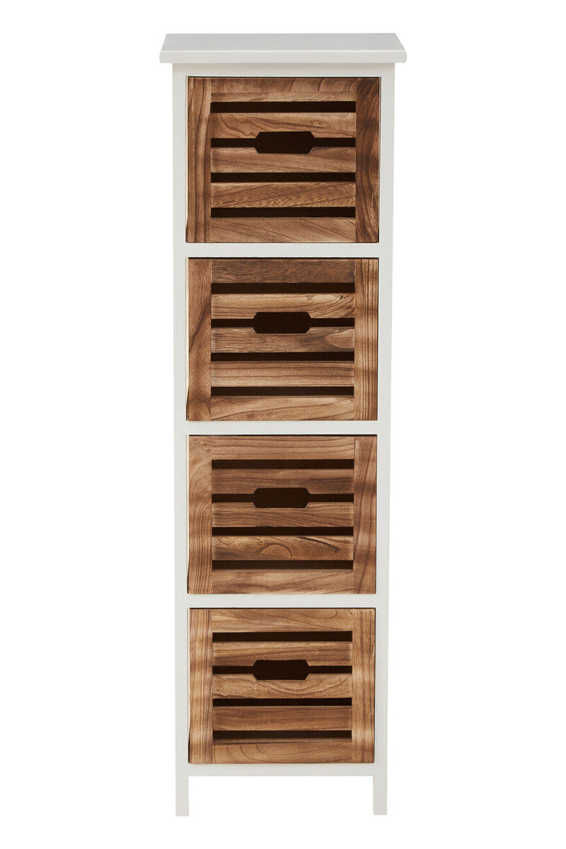 Natural and White Wooden 4 Drawer Chest