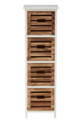 Natural and White Wooden 4 Drawer Chest
