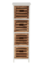 Natural and White Wooden 4 Drawer Chest