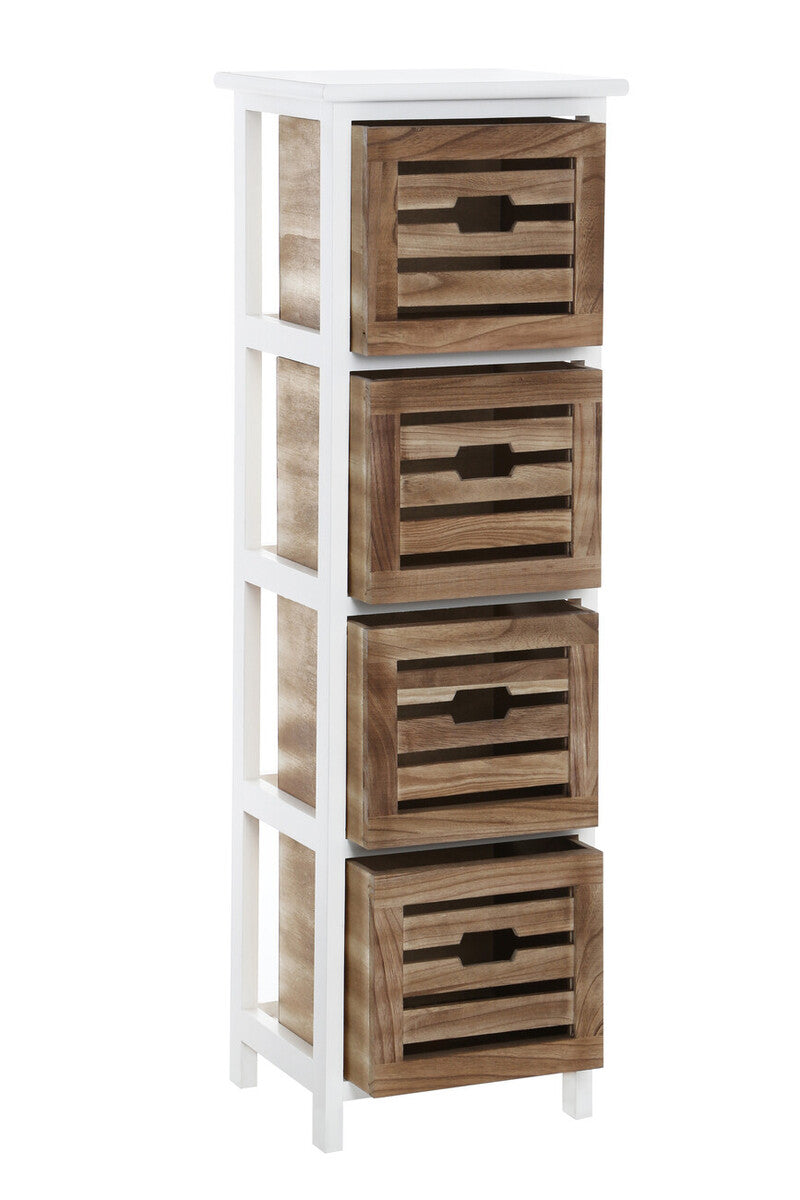 Natural and White Wooden 4 Drawer Chest