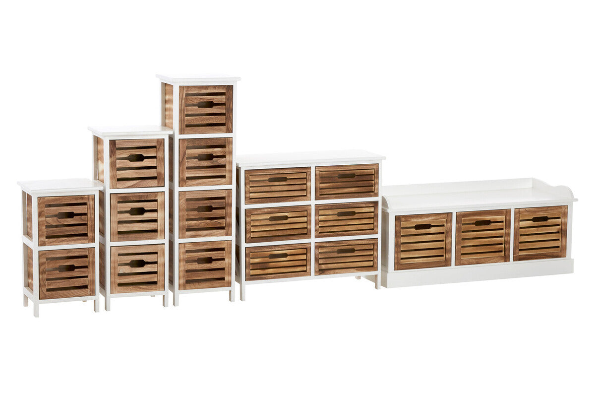 Natural and White Wooden 4 Drawer Chest