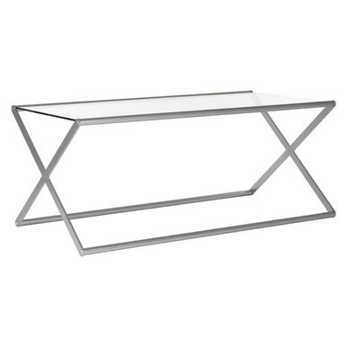 Clear Glass and Nickel Finish Coffee Table