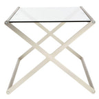 Clear Glass and Nickel Finish Coffee Table