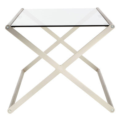 Clear Glass and Nickel Finish Coffee Table