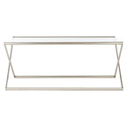 Clear Glass and Nickel Finish Coffee Table