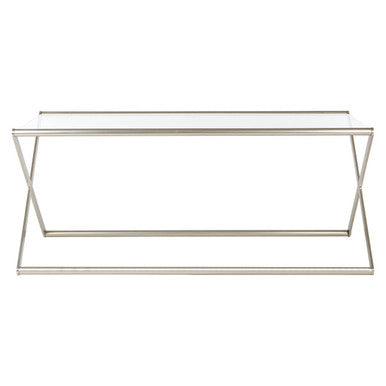 Clear Glass and Nickel Finish Coffee Table