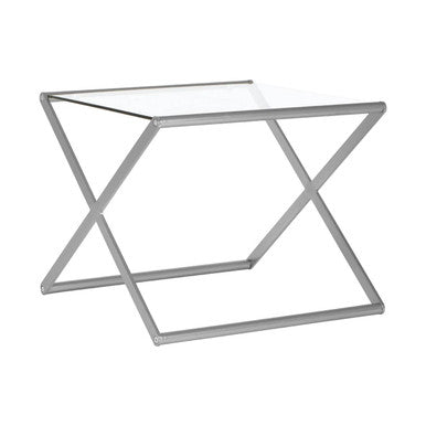 Clear Glass and Nickel Finish Side Table