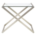 Clear Glass and Nickel Finish Side Table