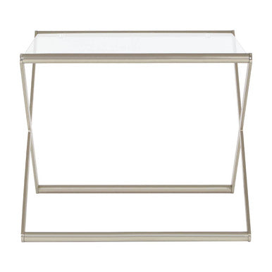 Clear Glass and Nickel Finish Side Table