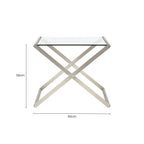 Clear Glass and Nickel Finish Side Table