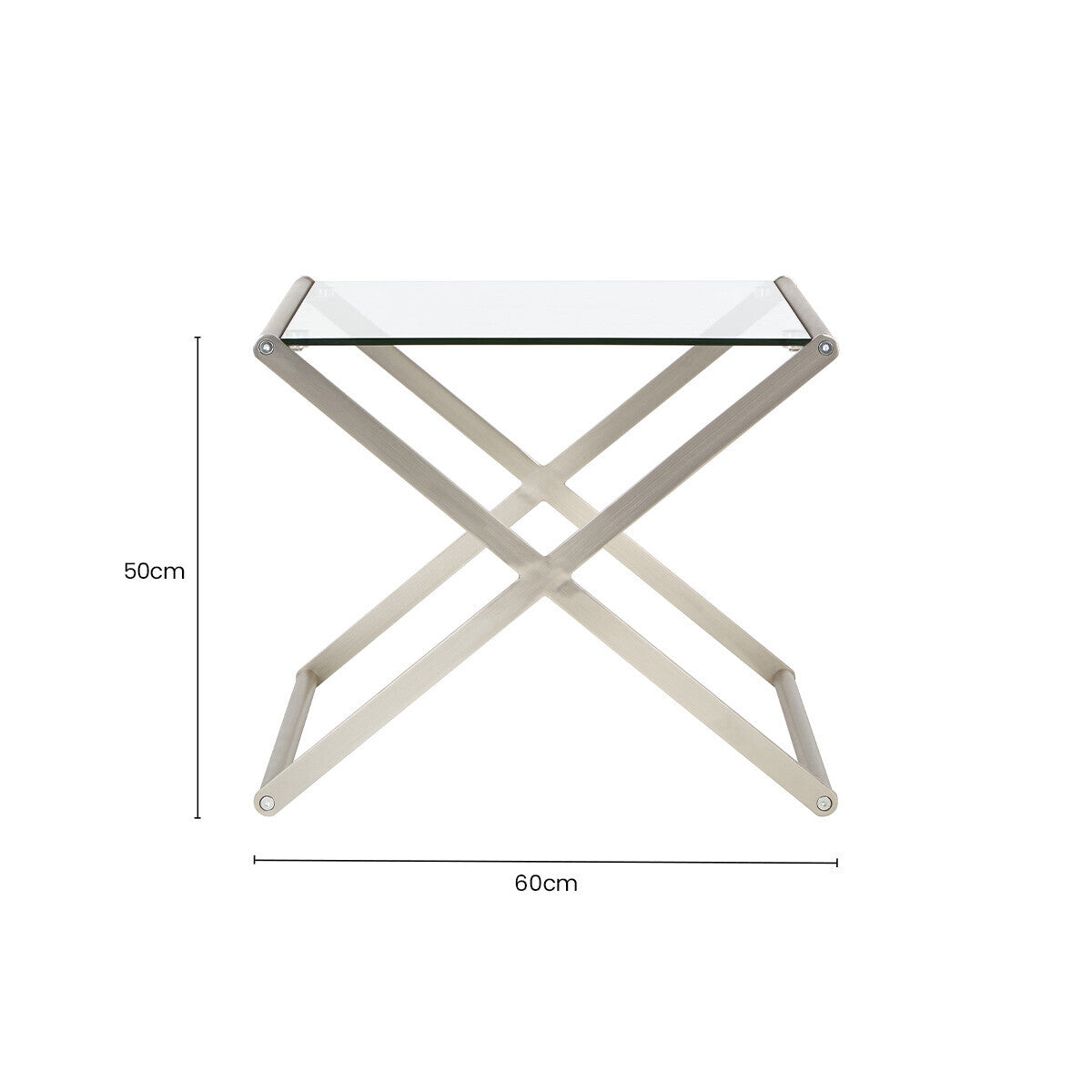 Clear Glass and Nickel Finish Side Table