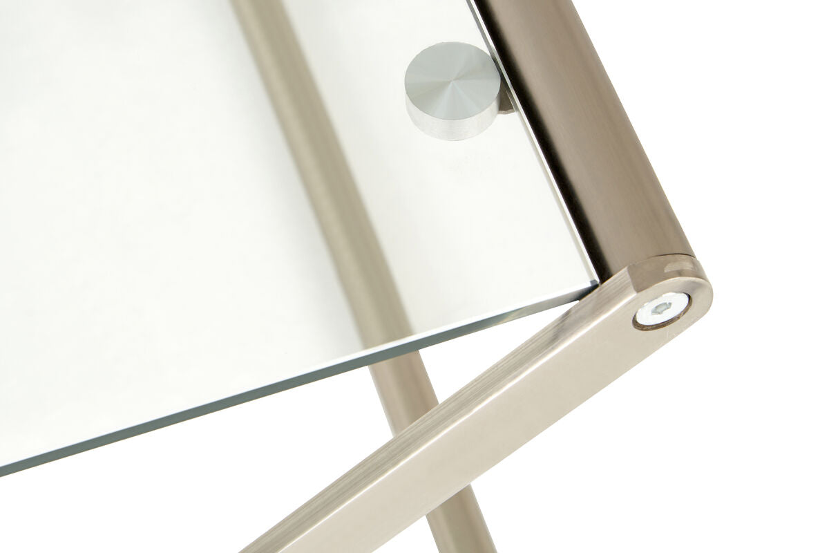 Clear Glass and Nickel Finish Side Table