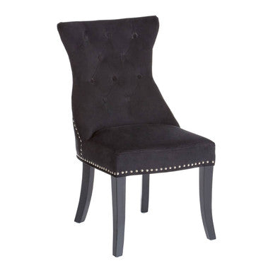 Black Cotton Velvet Dining Chair