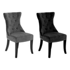 Black Cotton Velvet Dining Chair