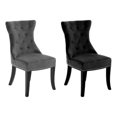 Black Cotton Velvet Dining Chair