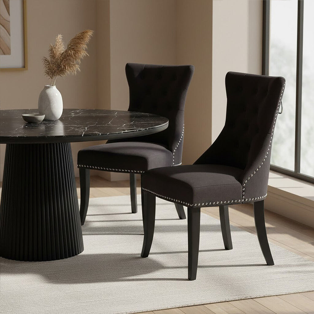 Black Cotton Velvet Dining Chair