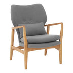 Grey Fabric Chair with Natural Birchwood Frame