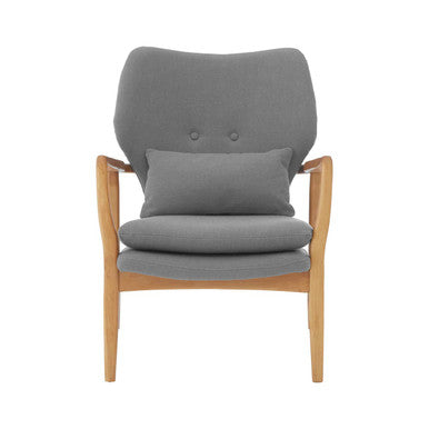 Grey Fabric Chair with Natural Birchwood Frame