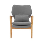 Grey Fabric Chair with Natural Birchwood Frame