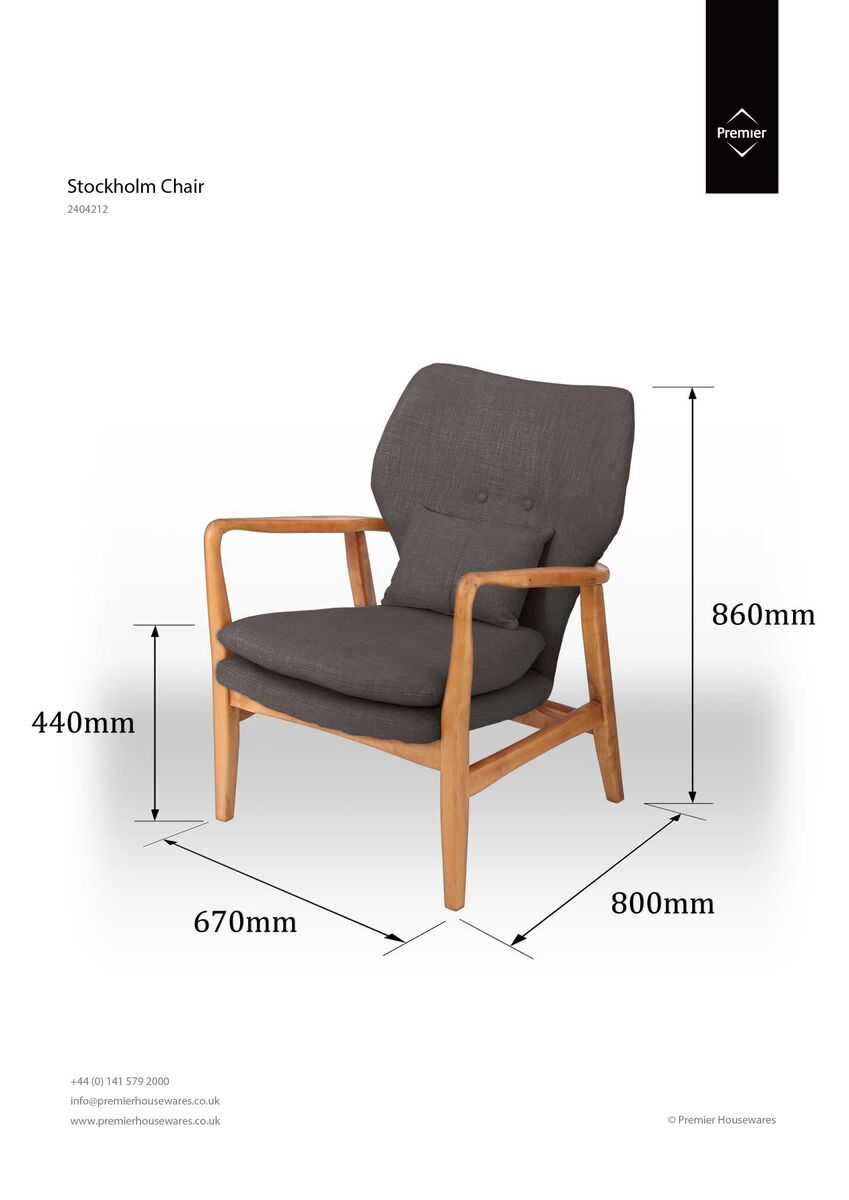 Grey Fabric Chair with Natural Birchwood Frame