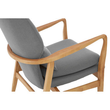 Grey Fabric Chair with Natural Birchwood Frame