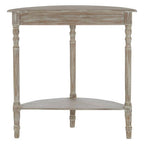 Natural Wooden Half Moon Console Table with Lower Shelf