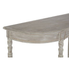 Natural Wooden Half Moon Console Table with Lower Shelf