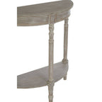 Natural Wooden Half Moon Console Table with Lower Shelf