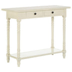 Ivory Wooden 2 Drawer Console Table with Lower Shelf