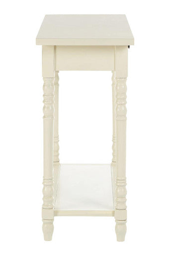 Ivory Wooden 2 Drawer Console Table with Lower Shelf