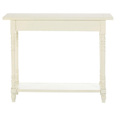 Ivory Wooden 2 Drawer Console Table with Lower Shelf