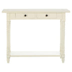 Ivory Wooden 2 Drawer Console Table with Lower Shelf
