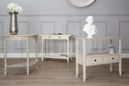 Ivory Wooden 2 Drawer Console Table with Lower Shelf