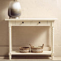 Ivory Wooden 2 Drawer Console Table with Lower Shelf