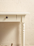 Ivory Wooden 2 Drawer Console Table with Lower Shelf