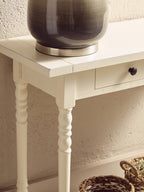 Ivory Wooden 2 Drawer Console Table with Lower Shelf